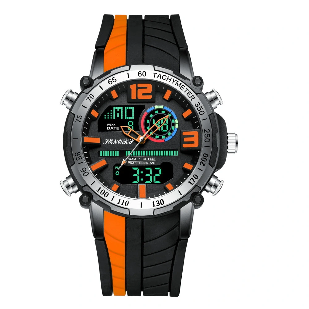 Sports multifunctional dual display men's watch