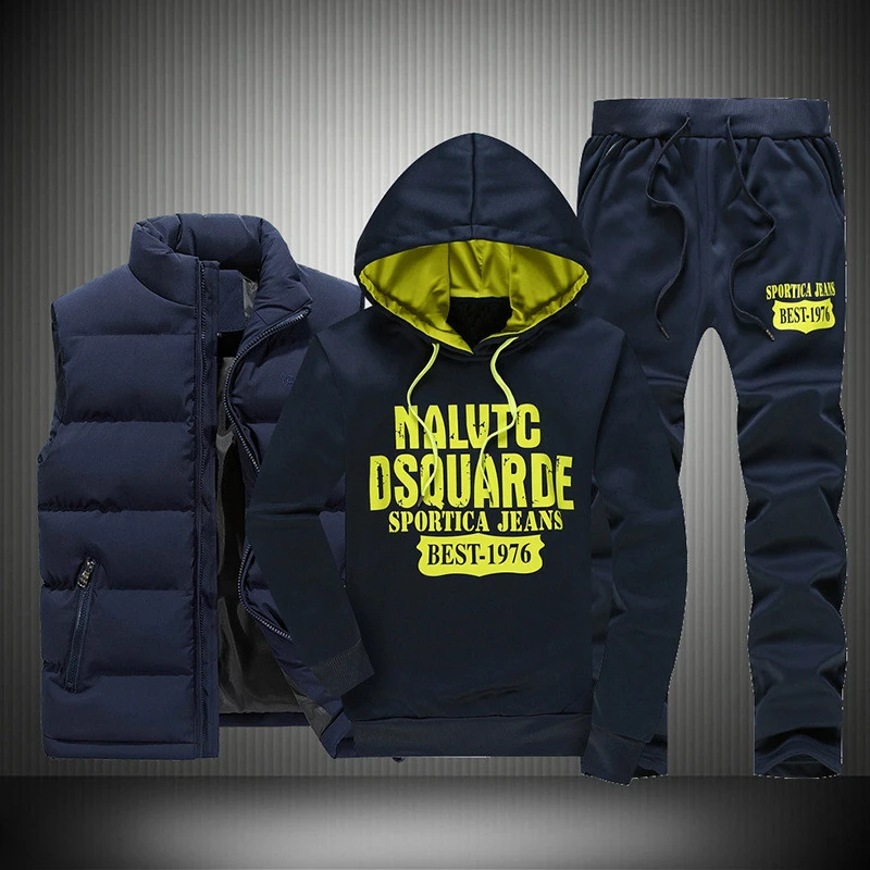 Men's Hooded Letter Sweatshirt Set