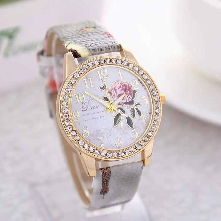 Chinese style flower pattern ladies quartz watch