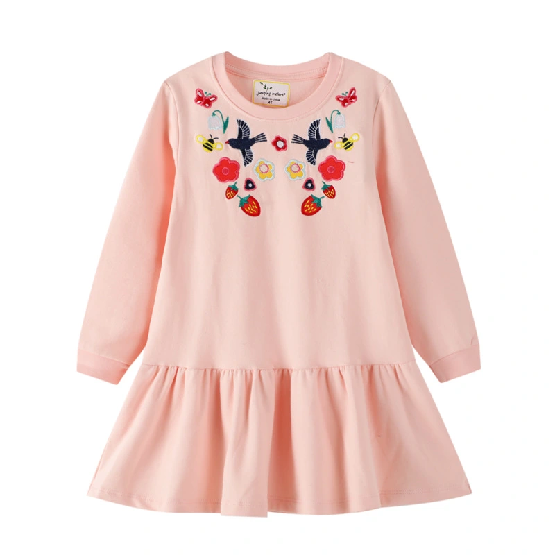 Cotton Embroidered Long Sleeve Long Princess Dress