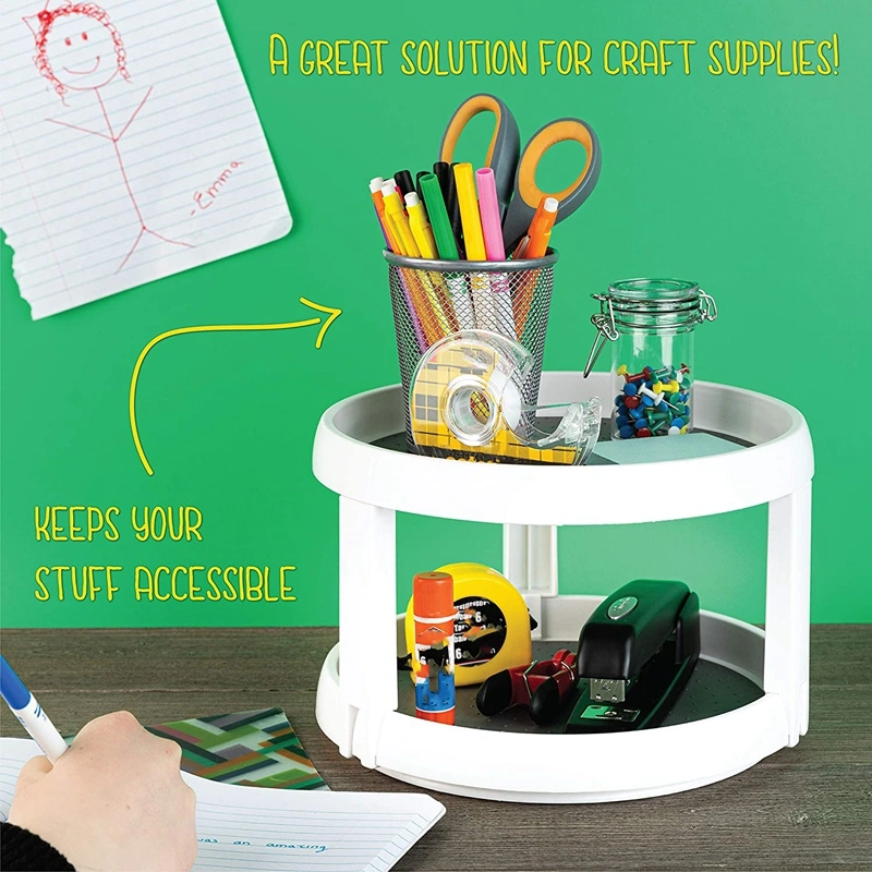 Two Level Storage Turntable - Multi Level Rotary Kitchen Spice Manager for Cabinets, Pantries, Bathrooms, Refrigerators
