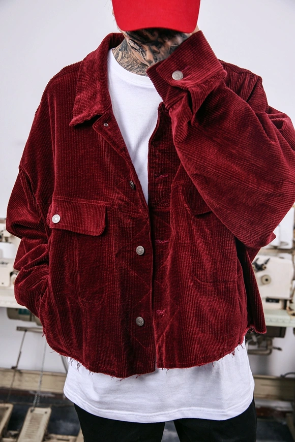 INS super fire silhouette wash old OVERSIZE corduroy men and women couples with hip hop hip-hop autumn jacket