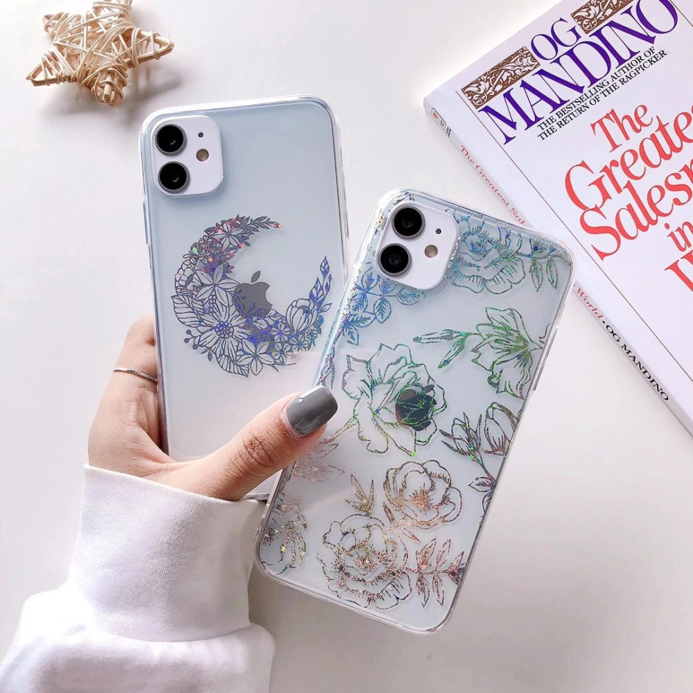 Compatible with Apple , Flower Transparent Female Mobile Phone Case