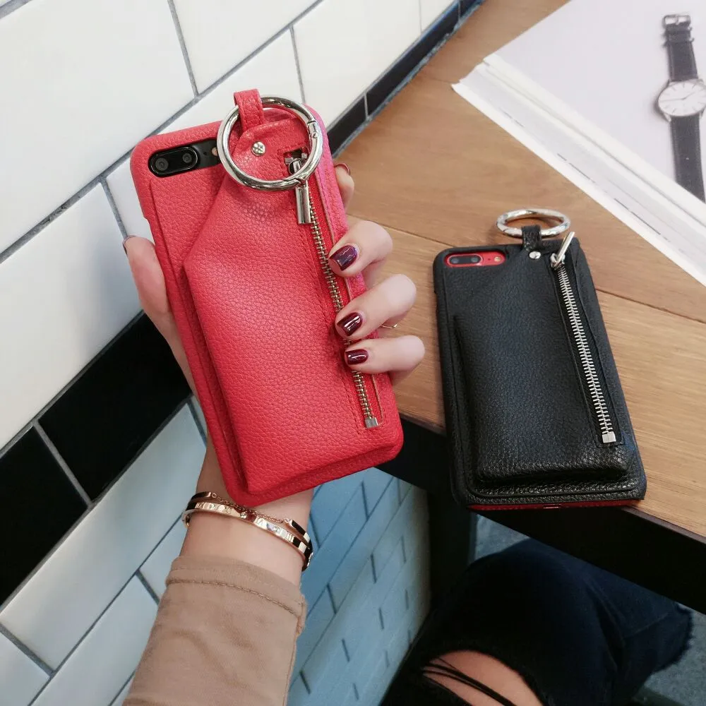 Compatible with Apple, Iphone Case With Leather Pouch and Keyring