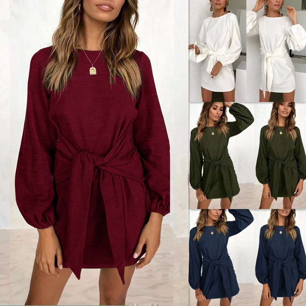 Casual straps long sleeve dress
