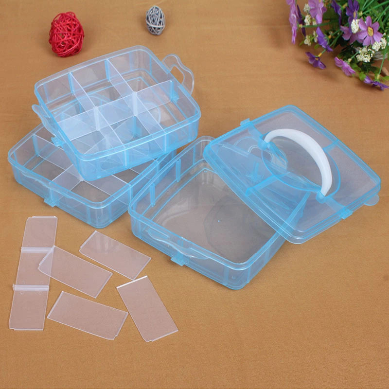 The small three layer 18 portable removable storage box lattice elastic hardware tool boxestoy storage box