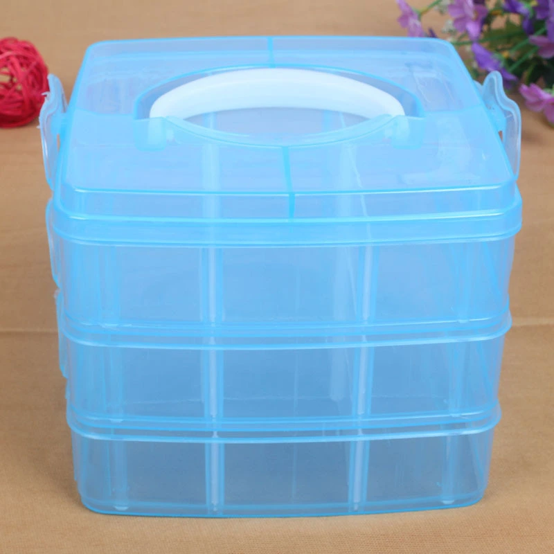 The small three layer 18 portable removable storage box lattice elastic hardware tool boxestoy storage box