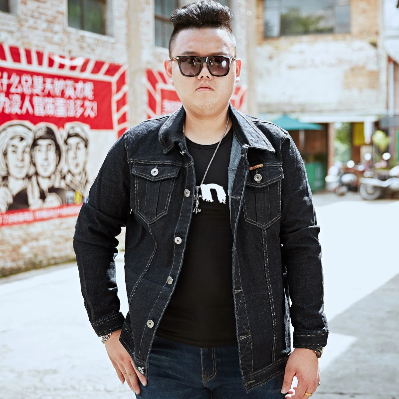 Add Fat To Increase Tide Denim Shirt, Fat Top, Fat Guy Stretch Denim Jacket