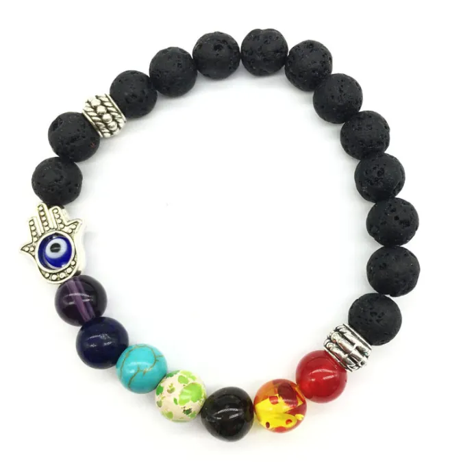 Buddha Beads Volcanic Stone Colorful Yoga Energy Bracelet