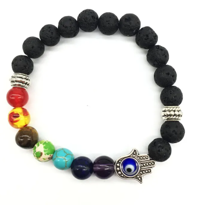 Buddha beads volcanic stone colorful yoga energy bracelet