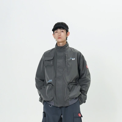Fictional Jacket Stereo Multi Pocket Zipper Jacket Couple Windbreaker
