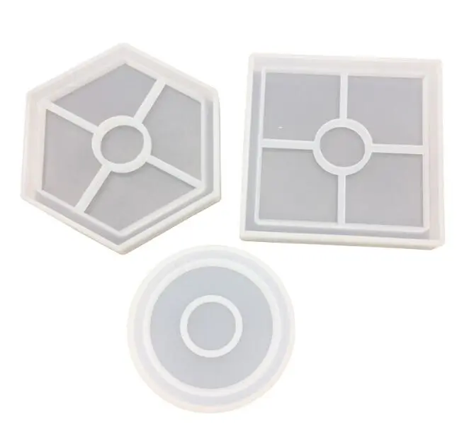 Hexagonal Heart Crystal Epoxy Flower Coaster Mould