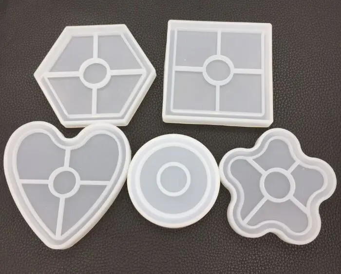 Hexagonal Heart Crystal Epoxy Flower Coaster Mould