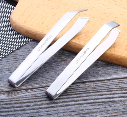 Stainless steel plucking tweezers kitchen gadgets fish bone pliers hair removal pliers thickening pig hair clip