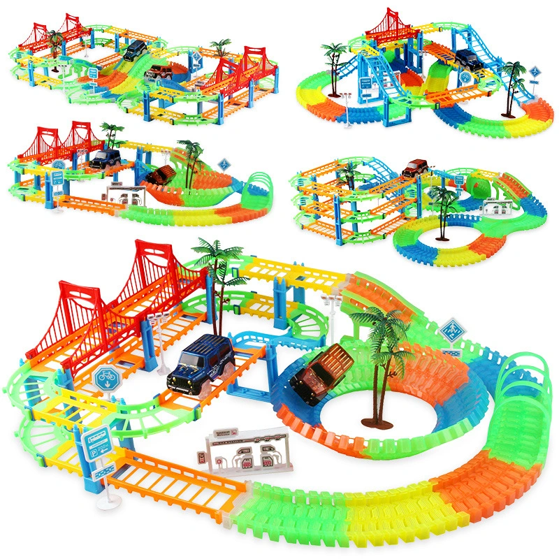 Electric light 2 in 1 track car set