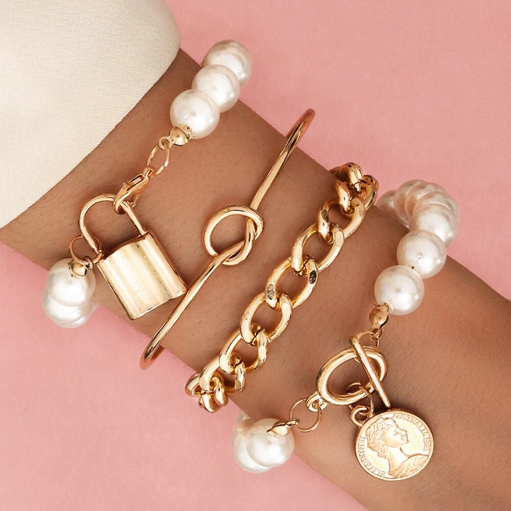 4 Pieces Of  Pearl Lock