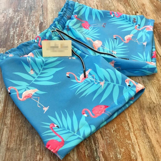 Men's Beach Pants Europe and the United States New Men's Shorts Loose Print Flamingo Swimwear