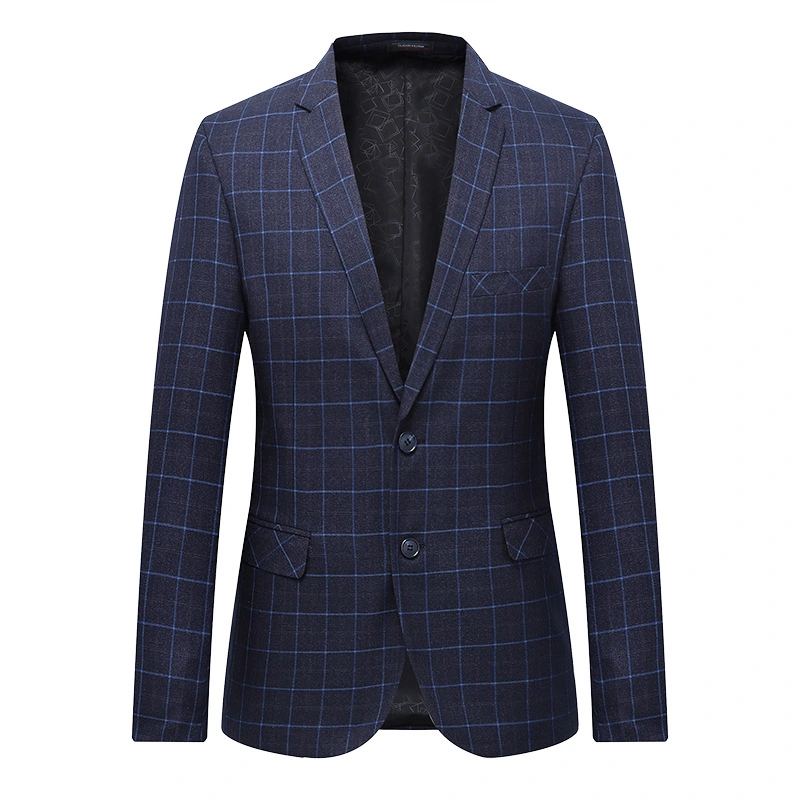 2021 new men's suit double buckle plaid suits XL business casual suit cross-border foreign trade men's clothing