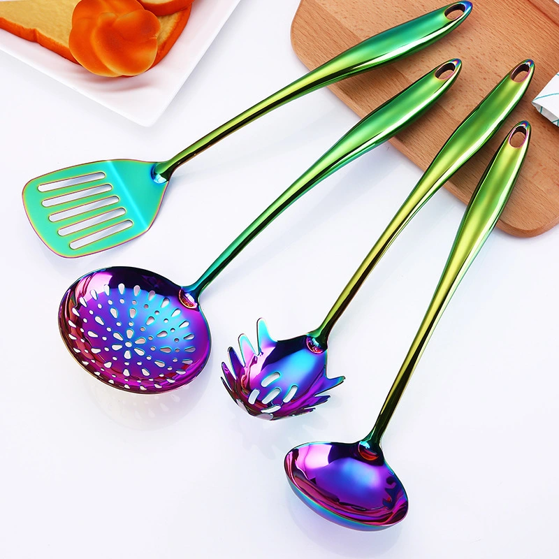 Rainbow Kitchen Tools Cooking Utensils Restaurant Cookware Kitchenware Set Soup Ladle Colander Spoon Slotted Turner