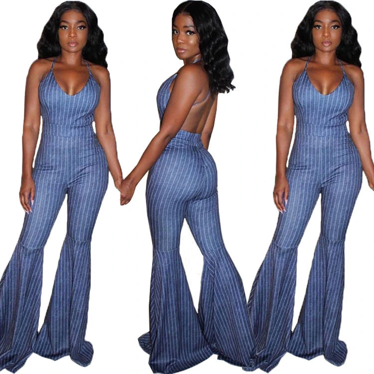 Striped print jumpsuit