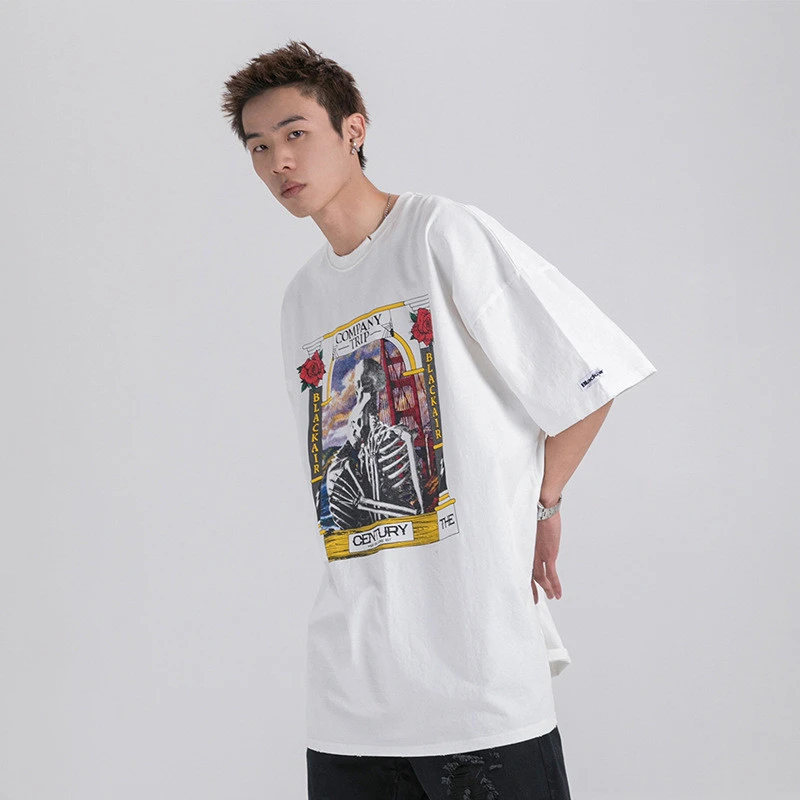 Skull print loose wild men's short sleeve