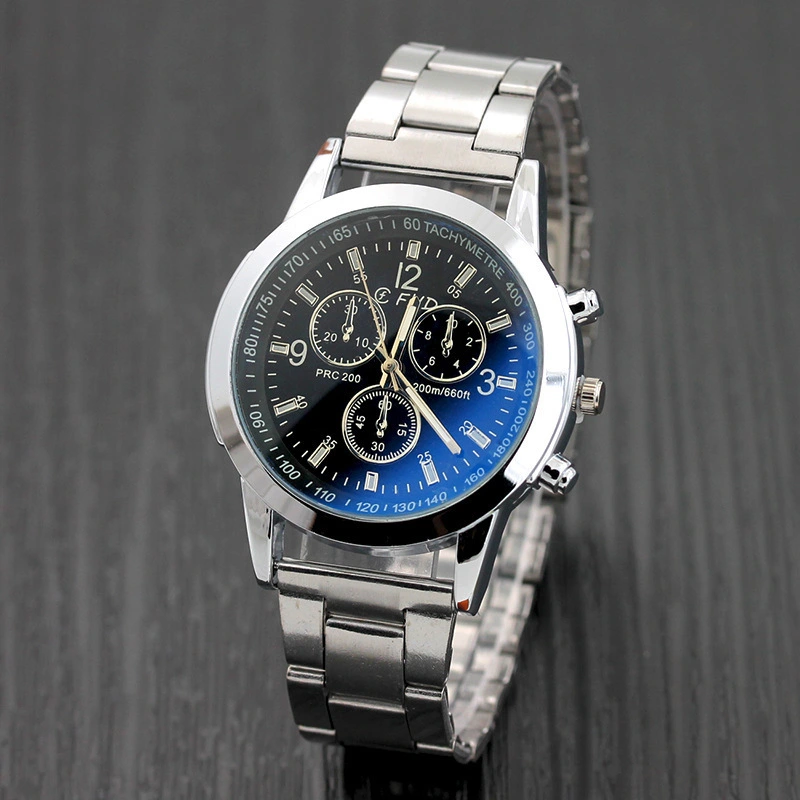 Blue Glass Belt Men's Watch Fashion Gift Quartz Watch