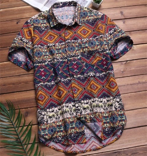 Vacation short sleeve printed men's shirt