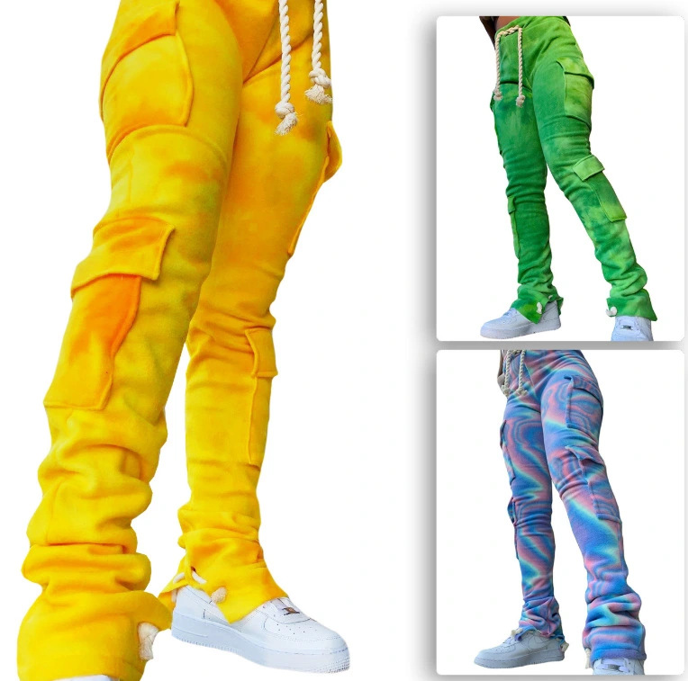 Fleece printed multi-pocket super stretch overalls