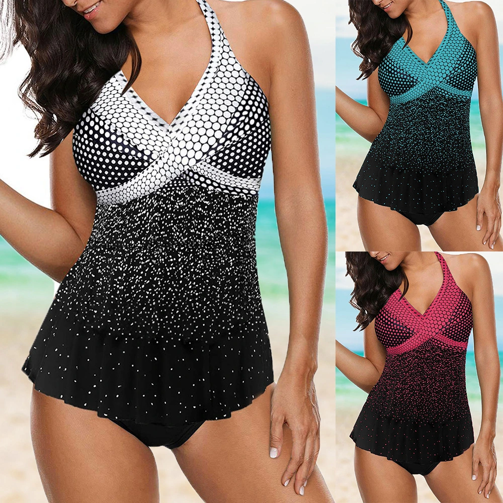 Summer split swimsuit polka dot gradient swimsuit