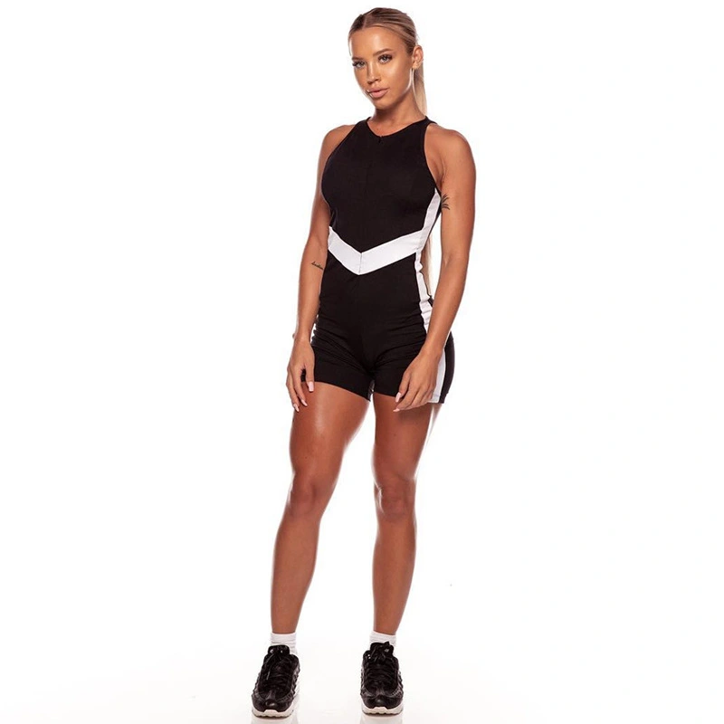 Sleeveless stitching sports jumpsuit
