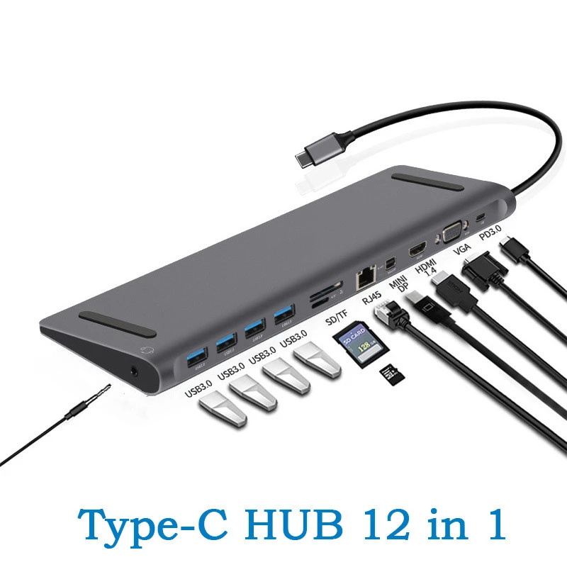 Type-C hub HD dock 12 in 1 usb-c HD extended hub