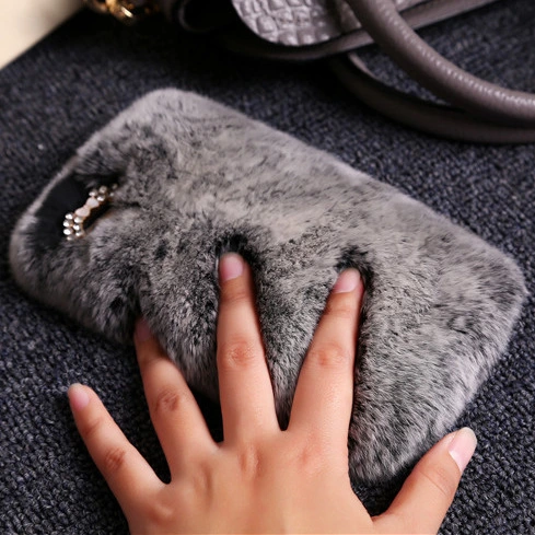 New iphone7 plus mobile phone shellx Rex fur plush luxury fur protective sleeve fashionista