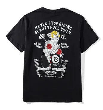 Summer New American Street 8 Billiards Printed Short-sleeved T-shirt Male Japanese Retro Student Trend TEE