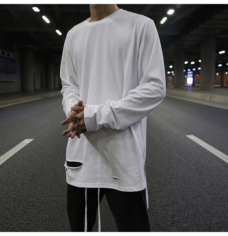 Short and long solid color bottoming shirt before the hole