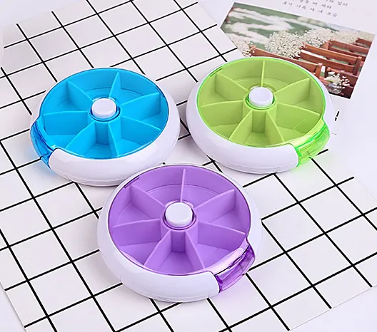 Round round round round portable rotating medicine box 7 box creativemedicine box