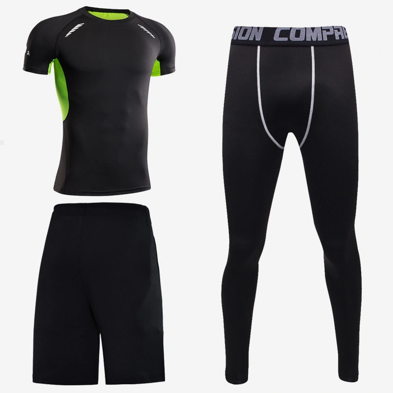 Sports short-sleeved men's short-sleeved body suit three-piece suit