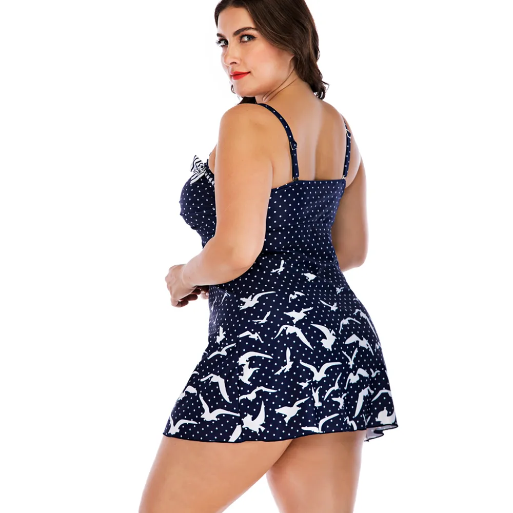 Polka dot seagull print briefs swimsuit