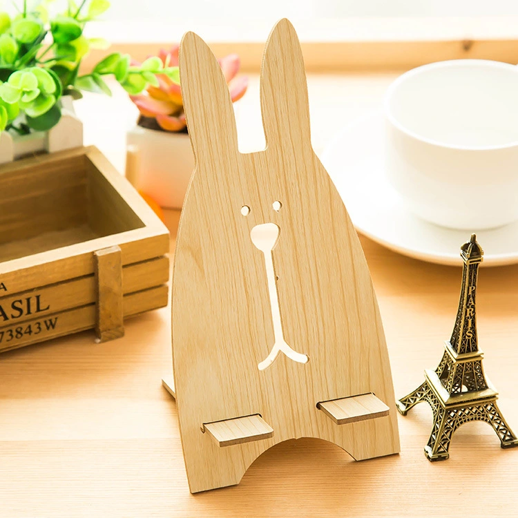 Cartoon Wooden Universal Portable Light Weight Rabbit Mobile Phone Tablet Desktop Holder Stand Lazy bracket For iPhone 7 Xiaomi