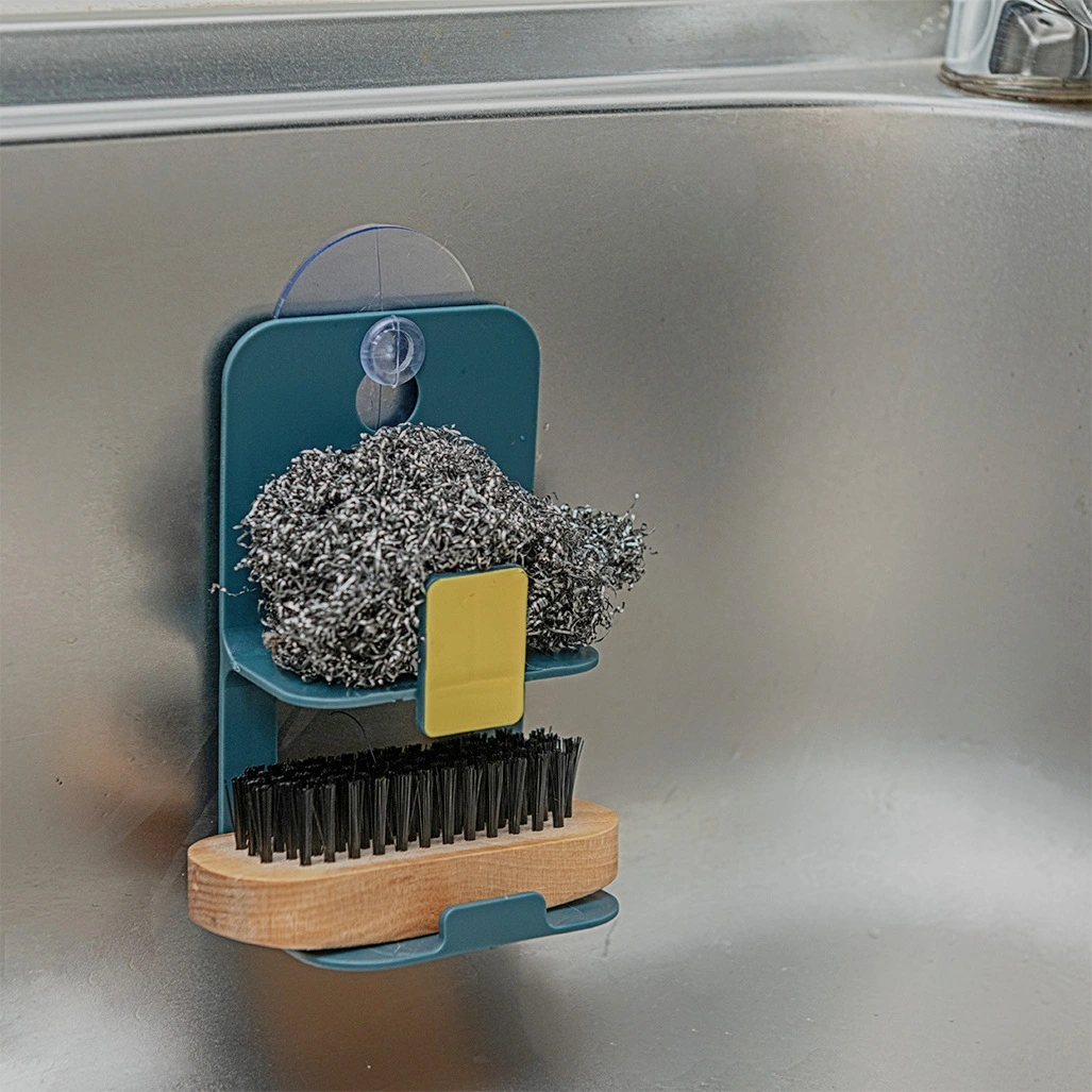 Suction Cup Plastic Double Drain Storage Rack