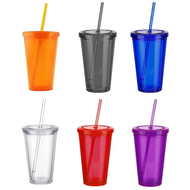 Double plastic straw cup