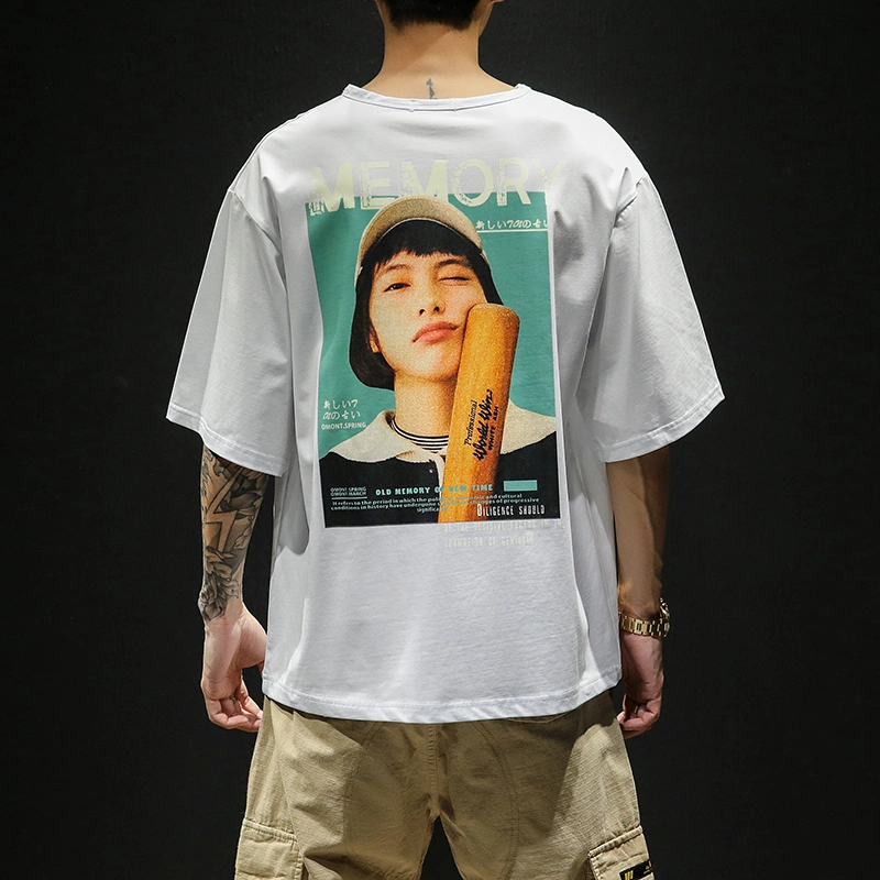 Summer five-point short-sleeved t-shirt men's plus fat large size printing T-shirt tide men's clothing
