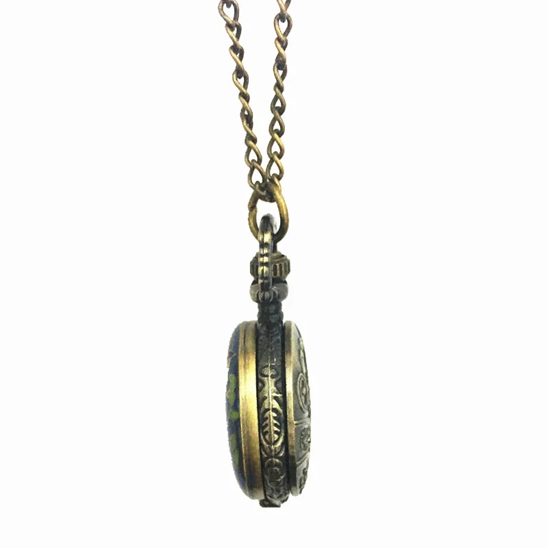 Colorful drip owl vintage pocket watch