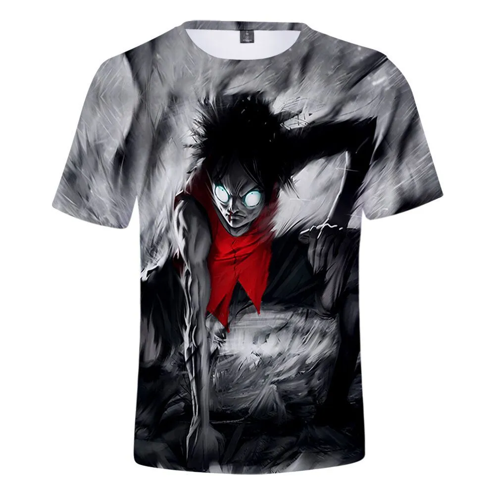 One Piece 3D round neck short sleeve T-shirt