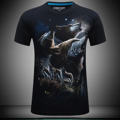 New summer men 3D T-shirt lion pattern 3D short sleeved T-shirts foreign trade burst wholesale men's clothing agent jungle Wolf