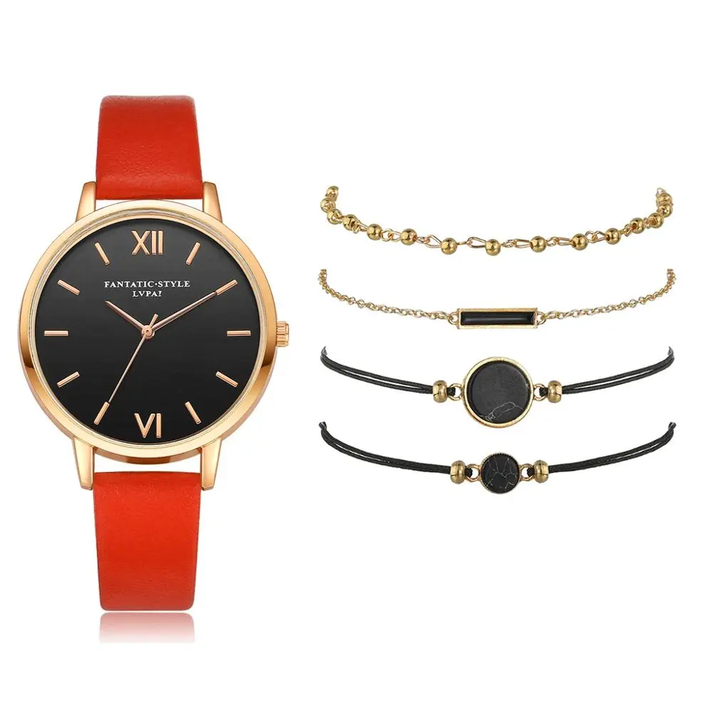 Simple ladies watch PU strap alloy quartz watch