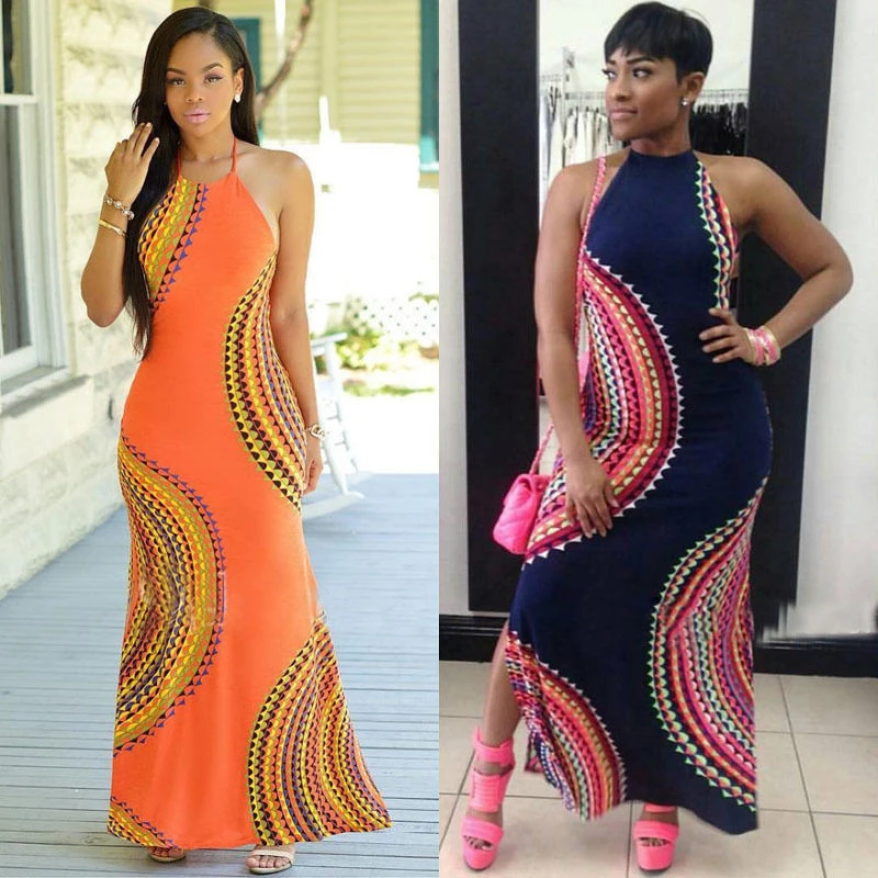 Fashion Slim Digital Print Bandage Skirt Dress
