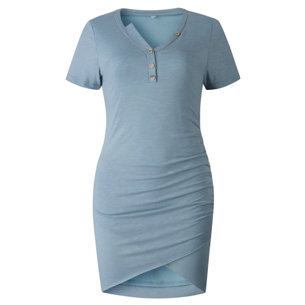 Zinc Hot Sale Summer European And American Hot Style Sexy Bag Hip V-neck Button Irregular Female Dress