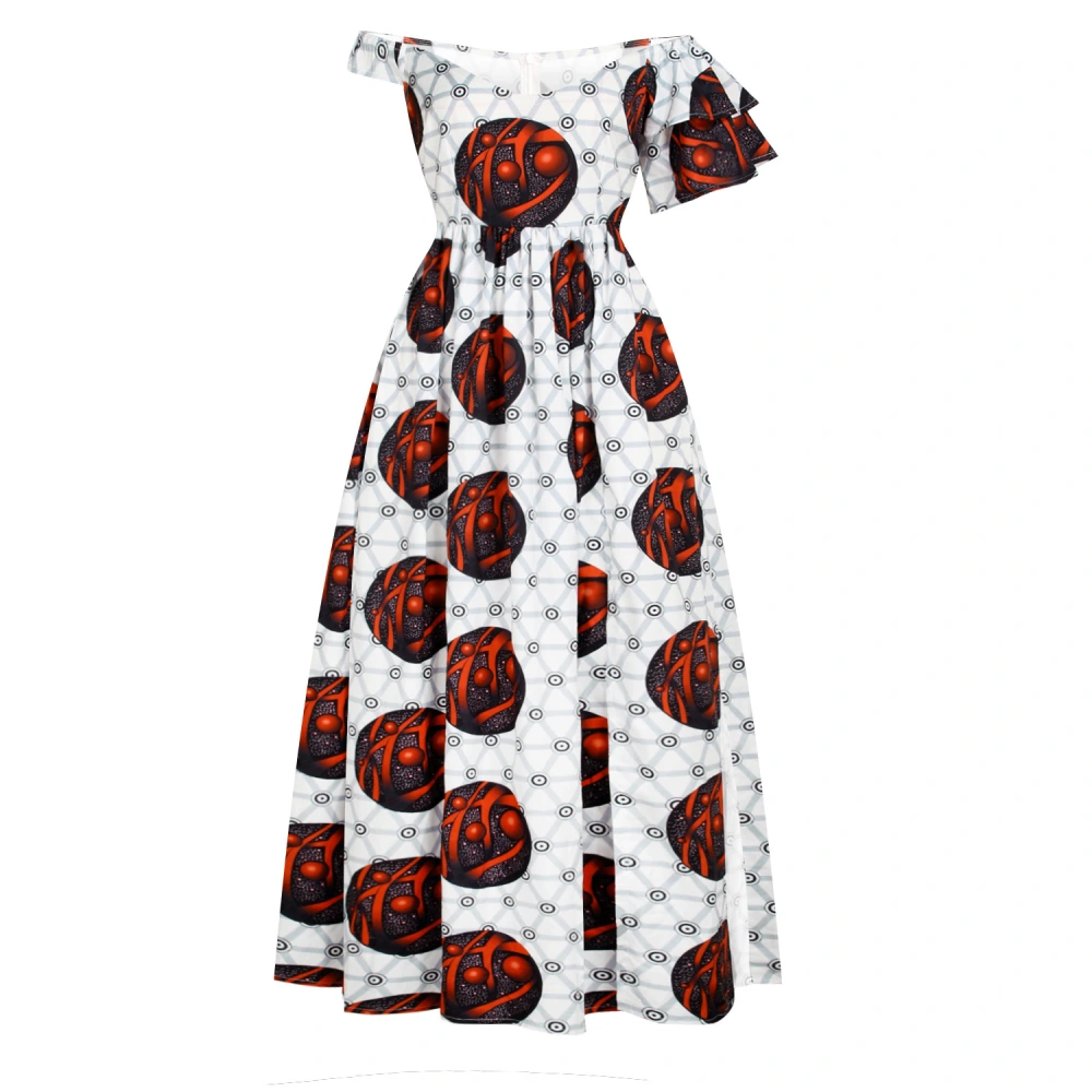 Summer Long Short-Sleeved Dress Fashion Street Fashion Brand African Split Long Skirt