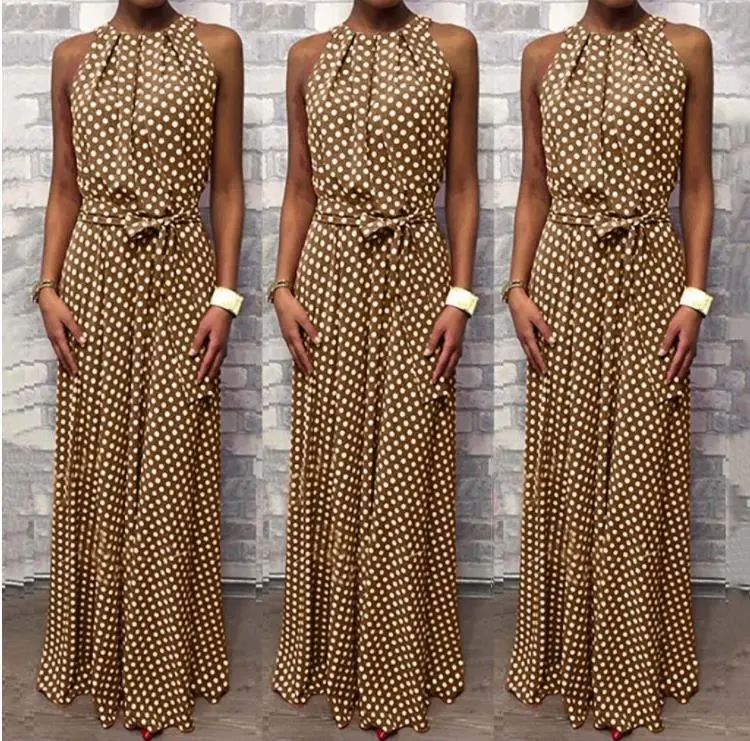 Cross-Border Summer New Zinc Wish European And American Hot Models Aliexpress Temperament Polka Dot Long Dress