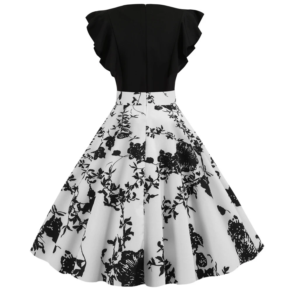 Manufacturer Source 2019Eaby Spot Summer Polka Dot Print Flying Sleeve Casual Retro Big Pendant Dress